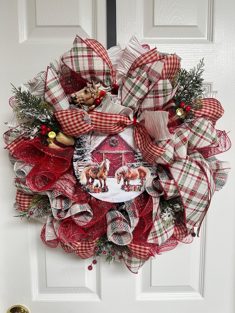 Rustic Barn Ribbon Rustic Horse Barn Winter Wreath Country Farmhouse Decor - Etsy