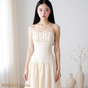 Linen maxi dress cottagecore fairy fantasy dress linen wedding dress wedding guest dress