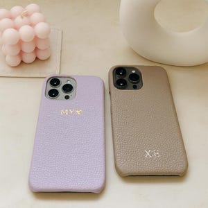 Personalized Leather iPhone Case for iPhone 16 Pro Max 15 14 13 Pro Initials Monogram Phone case Gift idea for her Custom Luxury Phone Case