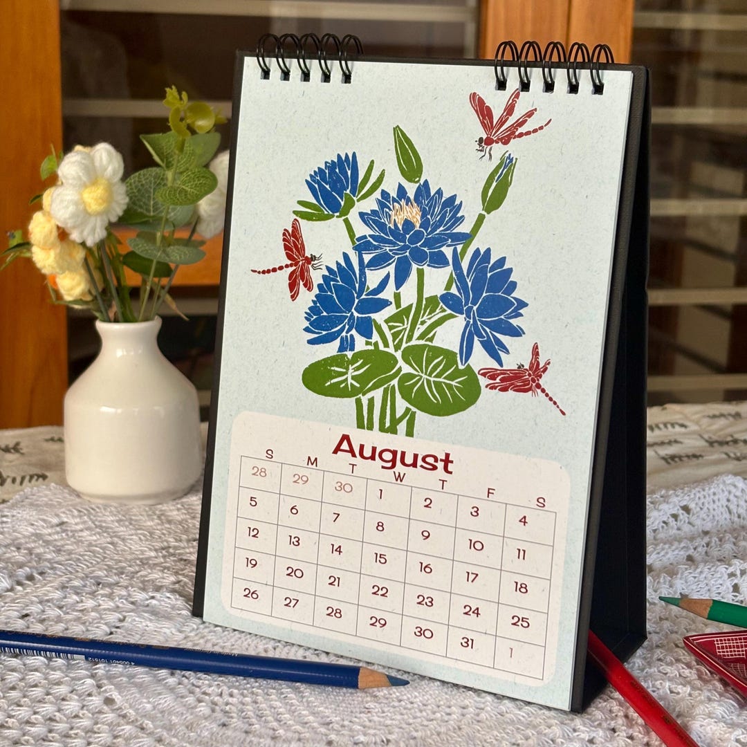 2026 Printable Desk Calendar PDF Botanical Floral Art Instant Download ...