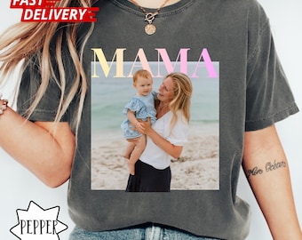 Personalized Mama Photo Shirt, Custom Photo Mama Shirt, Gift For Her, Shirt For Mom, Customized Mom Portrait Shirt, Mothersday Gift