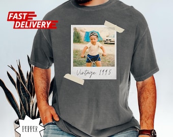 Custom Vintage Photo And Year Shirt, Custom Shirt With Picture Personalized 30th Birthday Gift Vintage 30th Birthday Party Vintage Est Shirt