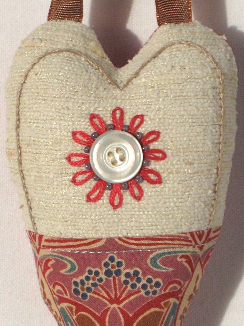 Art Nouveau Heart Ornament Heart Gift With Button and Etsy