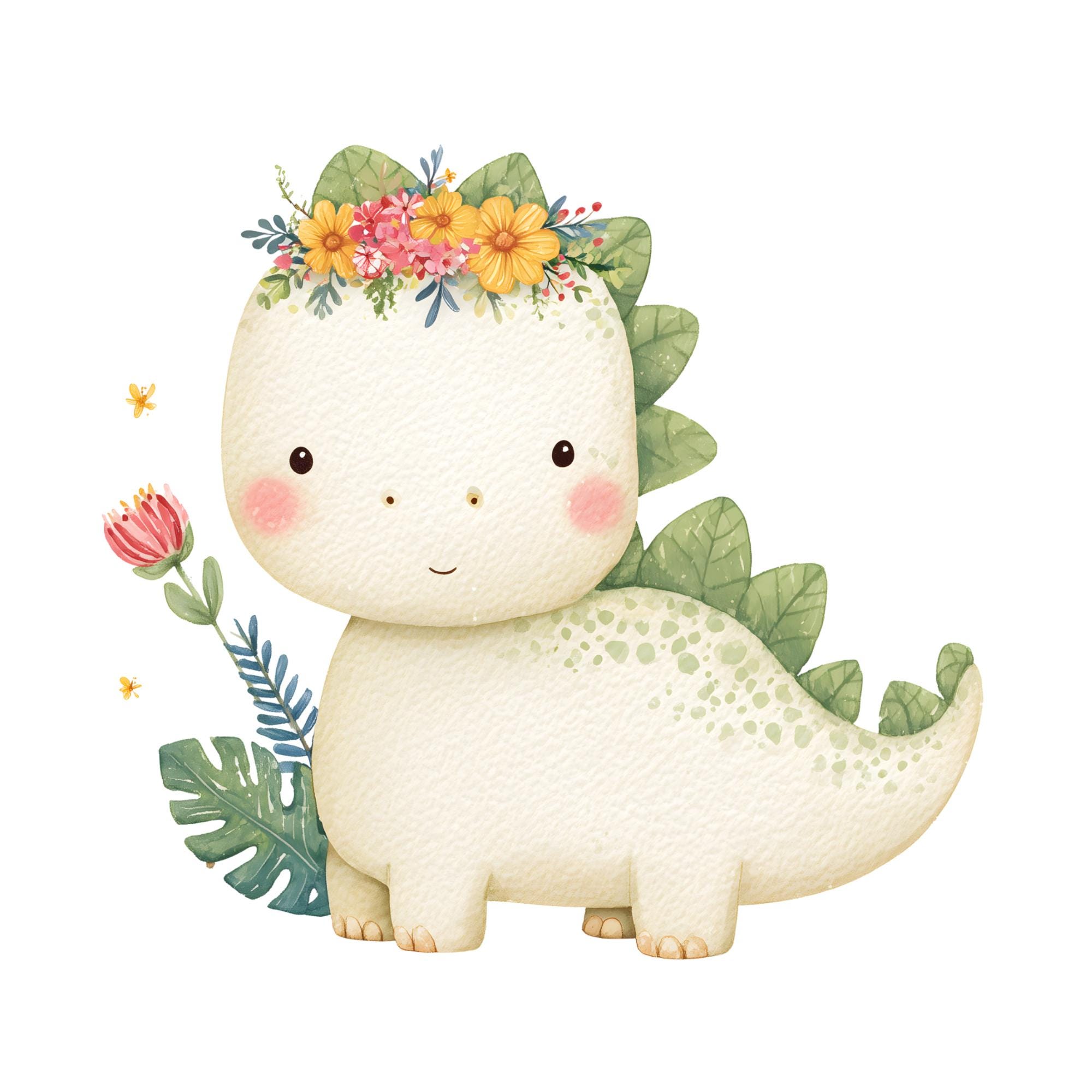 Spring Dinosaur Spring Dinosaur Clipart, Watercolor Dinosaurs Cliparts, Flower Dinos ...