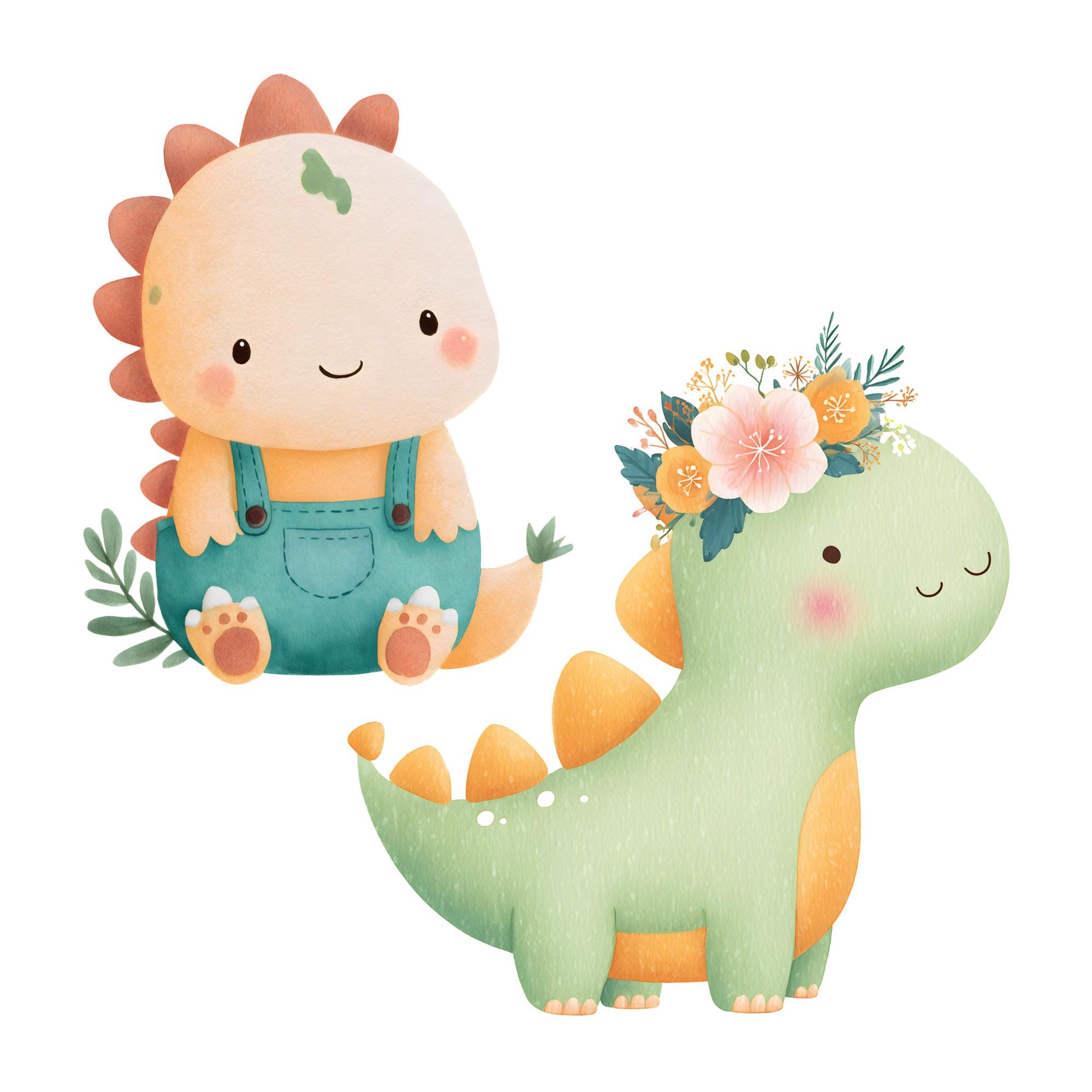 Spring Dinosaur Spring Dinosaur Clipart, Watercolor Dinosaurs Cliparts, Flower Dinos ...