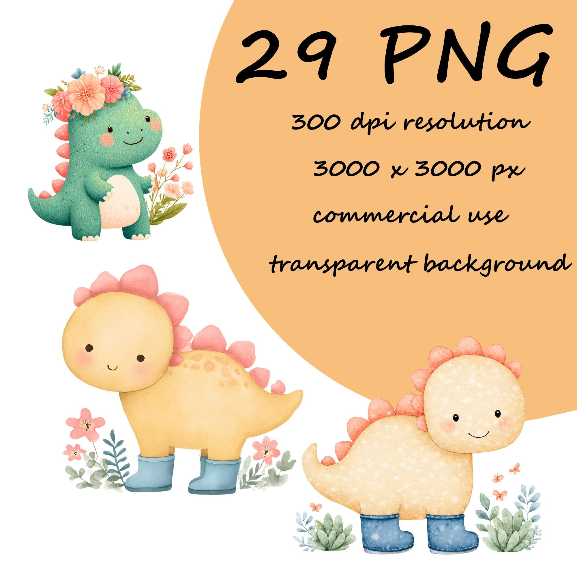 Spring Dinosaur Spring Dinosaur Clipart, Watercolor Dinosaurs Cliparts, Flower Dinos ...
