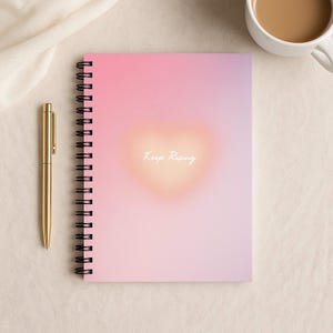 Spiral Notebook- Keep Rising, Inspirational Quote Notebook for Women, Aesthetic Pastel Lined Journal, Gift for Her, School or Office Use