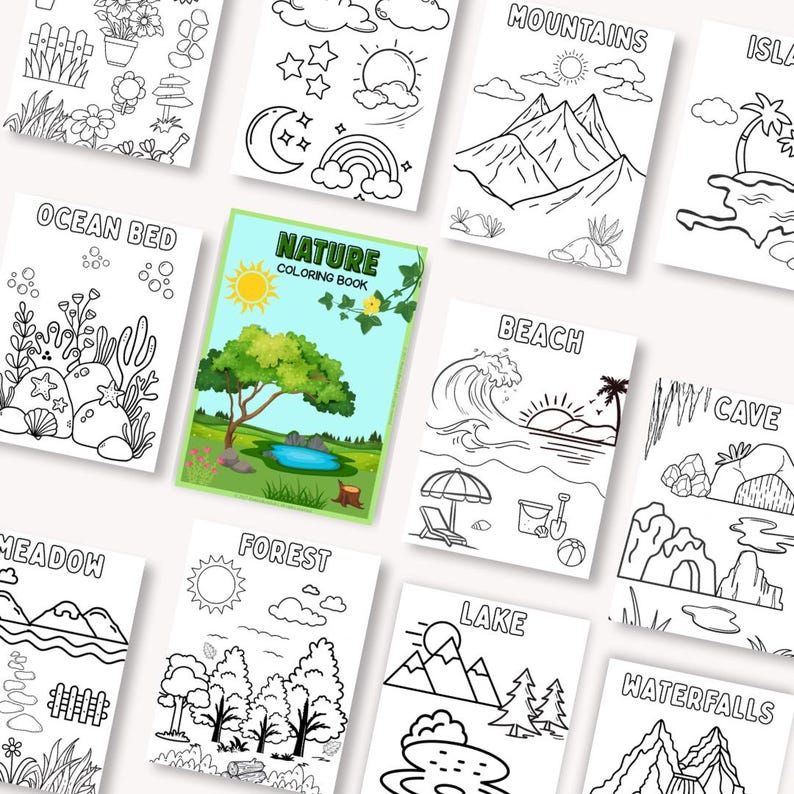 Nature Coloring Book for Kids | 20 Faceless Pages Fun and Educational ...