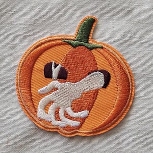 Pumpkin Hand Iron On Patch Cute Halloween Embroidered Applique Clothing Badge DIY Jacket Backpack Repair