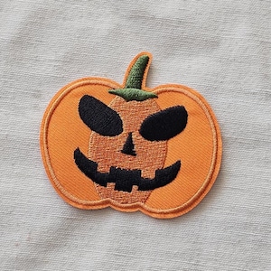 Jack O Lantern Iron On Patch Cute Halloween Embroidered Applique Clothing Badge DIY Jacket Backpack Repair