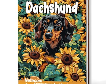 Dachshund Coloring Book for Adults – A5 Wooden Hardcover, A4 Paper Hardcover, 30 Adorable Dog Designs, Relaxing Creative Gift