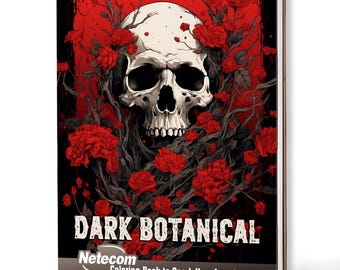 Dark Botanical Coloring Book for Adults – A5 Wooden Hardcover, A4 Paper Hardcover, 30 Gothic & Elegant Plant Illustrations, Creative Gift