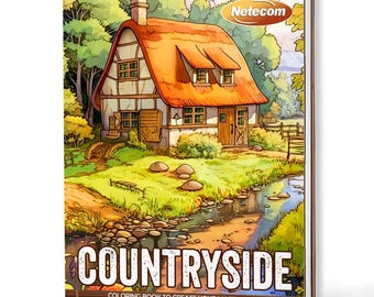 Countryside Coloring Book for Adults – A5 Wooden Hardcover, A4 Paper Hardcover, 30 Relaxing Rural Scenes, Farms & Nature Pages