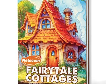 Fairytale Cottages Coloring Book for Adults – A5 Wooden Hardcover, A4 Paper Hardcover,30 Enchanting Cottage & Fantasy Designs, Relaxing Gift