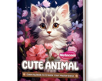 Cute Animals Coloring Book for Adults – A5 Wooden Hardcover, A4 Paper Hardcover, 30 Adorable Animal Designs, Relaxing Creative Gift