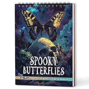 Spooky Butterflies Coloring Book for Adults: Gothic Art, Wooden Hardcover