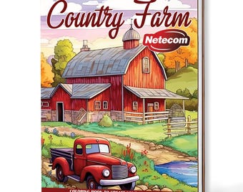 Country Farm Coloring Book for Adults – A5 Wooden Hardcover, 30 Rustic Farm Scenes, Relaxing Countryside Art, Creative Gift