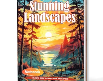 Stunning Landscapes Coloring Book for Adults, Nature Scenery Coloring Book, A5 Wooden Hardcover or A4 Paper Hardcover,Relaxing Nature Art