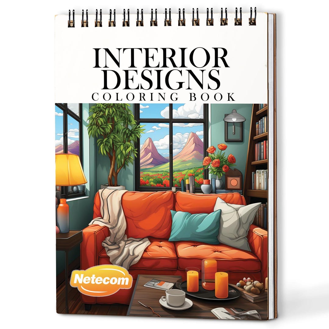 Interior Design Coloring Book for Adults – A5 Wooden Hardcover, A4 ...