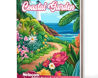 Kleurboek kusttuin voor volwassenen – A5 houten hardcover, A4-papier hardcover, 30 ontspannende kusttuinontwerpen, creatief cadeau