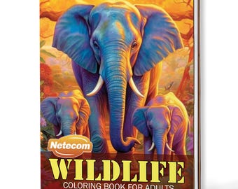 Kleurboek in het wild voor volwassenen – A5 houten hardcover, A4-papier hardcover, 30 gedetailleerde dieren- en natuurontwerpen, ontspannend cadeau