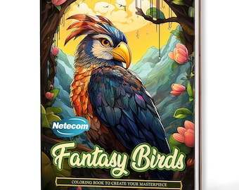 Fantasy Birds Coloring Book – A5 Wooden Hardcover, A4 Paper Hardcover, 30 Magical Bird Designs