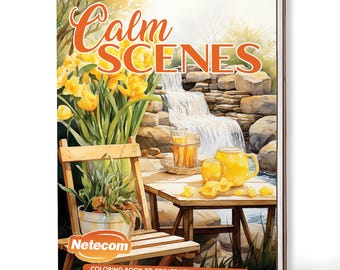 Calm Scenes Coloring Book for Adults – A5 Wooden Hardcover, A4 Paper Hardcover, 30 Peaceful & Relaxing Nature and Home Designs