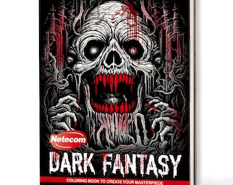 Dark Fantasy Horror Coloring Book for Adults – A5 Wooden Hardcover, A4 Paper Hardcover, 30 Intricate & Eerie Fantasy Designs