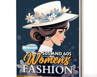 50er und 60er Jahre Damenmode-Malbuch für Erwachsene - A5 Holz Hardcover, A4 Papier Hardcover, 30 Vintage Fashion Designs