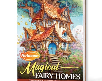 Magical Fairy Homes Coloring Book for Adults – A5 Wooden Hardcover, A4 Paper Hardcover, 30 Enchanting Fairy House Designs, Relaxing Gift