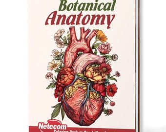 Botanical Anatomy Coloring Book for Adults – A5 Wooden Hardcover, A4 Paper Hardcover, 30 Detailed Plant Illustrations, Creative Gift