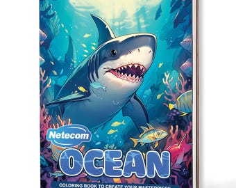 Ocean Coloring Book for Adults – A5 Wooden Hardcover, A4 Paper Hardcover, 30 Relaxing Sea Life Designs, Creative Gift for Ocean Lovers