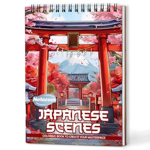 Japanese Scenes Coloring Book for Adults – A5 Wooden Hardcover, A4 Paper Hardcover, 30 Traditional & Scenic Japanese Illustrations