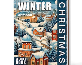 May include: A spiral-bound coloring book with a winter Christmas theme. The cover features a detailed illustration of a snow-covered village with houses, trees, and a church. The words "WINTER CHRISTMAS" and "COLORING BOOK" are displayed.