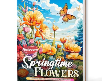 Springtime Flowers Coloring Book – A5 Wooden Hardcover, A4 Paper Hardcover, 30 Vibrant Floral Designs