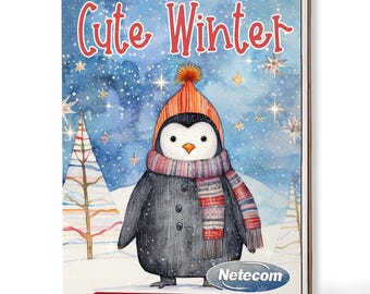 Cute Winter Coloring Book for Adults – A5 Wooden Hardcover, A4 Paper Hardcover, 30 Adorable Winter Scenes