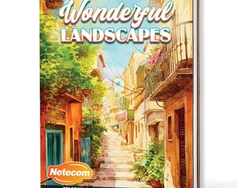 Wonderful Landscapes Coloring Book for Adults – A5 Wooden Hardcover, A4 Paper Hardcover, 30 Stunning Nature Designs, Relaxing Creative Gift