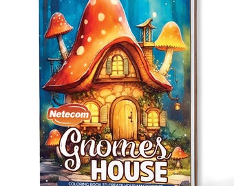 Gnomes House Coloring Book for Adults – A5 Wooden Hardcover, A4 Paper Hardcover, 30 Whimsical Gnome Homes, Relaxing Creative Gift