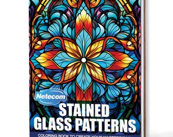 Stained Glass Patterns Coloring Book for Adults – A5 Wooden Hardcover, A4 Paper Hardcover, 30 Intricate & Beautiful Designs, Relaxing Gift