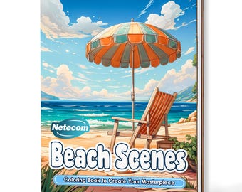 Beach Scenes Coloring Book – A5 Wooden Hardcover, A4 Paper Hardcover, 30 Tranquil Coastal Designs