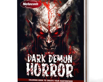 Dark Demon Horror Coloring Book – Wooden Hardcover, Paper Hardcover, 30 Demonic Designs, Gothic Horror Art