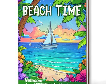 Beach Time Coloring Book for Adults – A5 Wooden Hardcover, A4 Paper Hardcover, 30 Relaxing Seaside & Ocean Designs, Creative Gift