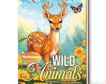 Wild Animals Coloring Book for Adults – A5 Wooden Hardcover, A4 Paper Hardcover, 30 Detailed Wildlife Designs, Relaxing Creative Gift