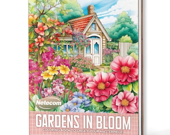 Gardens in Bloom Coloring Book for Adults – A5 Wooden Hardcover, A4 Paper Hardcover, 30 Beautiful Floral Garden Designs