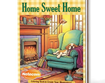 Home Sweet Home Coloring Book for Adults – A5 Wooden Hardcover, A4 Paper Hardcover, 30 Cozy Home & Interior Designs, Relaxing Gift