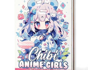Anime Chibi Coloring Book for Adults – A5 Wooden Hardcover, A4 Paper Hardcover, 30 Cute & Fun Chibi Characters, Relaxing Creative Gift