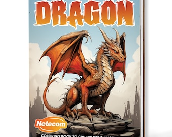 Kolorowanka ze smokami dla dorosłych – A5, twarda oprawa drewniana, 30 stron z majestatycznymi smokami, relaksująca sztuka fantasy, kreatywny prezent