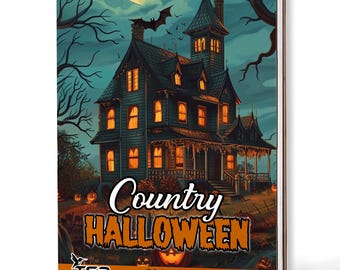 Country Halloween Coloring Book: A5 Wooden Hardcover, 30 Spooky Fall Scenes