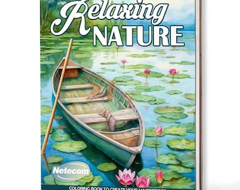 Entspannendes Natur Malbuch - A5 Holz Hardcover, A4 Papier Hardcover, 30 ruhige natürliche Designs