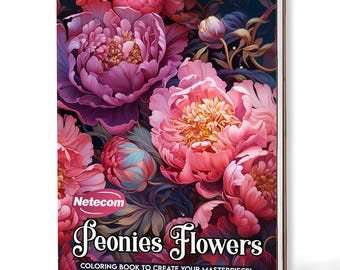 Peonies Flowers Coloring Book – A5 Wooden Hardcover, A4 Paper Hardcover, 30 Elegant Floral Designs